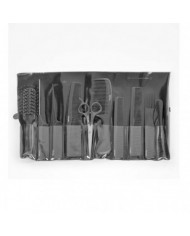 SET 8 PEINES, TIJERA Y NAVAJA CON FUNDA